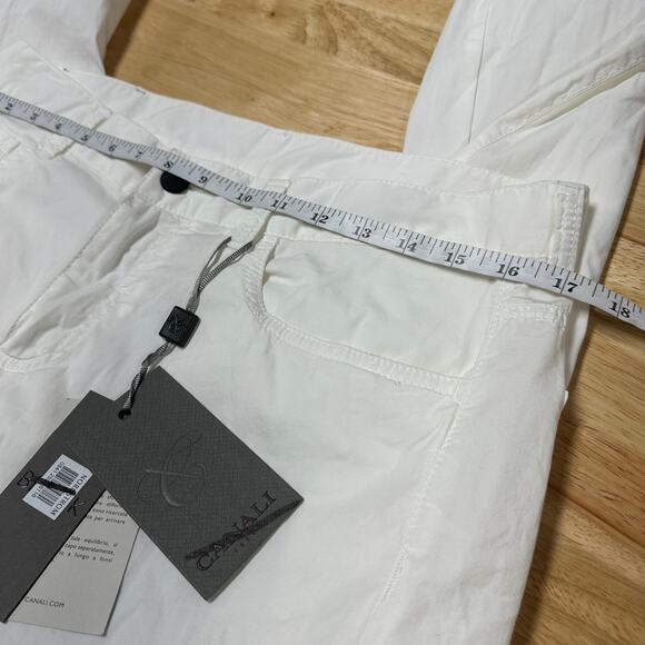 Canali Black Edition NWT Cotton Blend Flat Front Pants White Size 50 (US 34) - Picture 9 of 12
